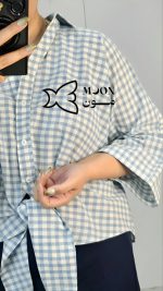 شومیز-گره-ای-نورا-چهارخونه-آّبی