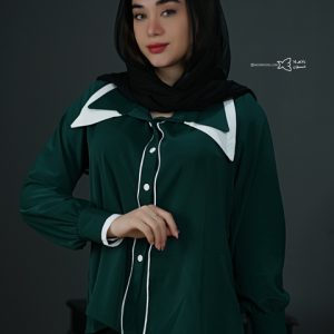 شومیز-یقه-شکاری-مینا-رنگ-سبز