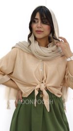 شومیز-جلو-گره-ای-نگین-کرمی