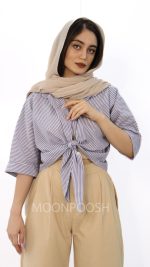 شومیز-گره-ای-دیبا-آبی