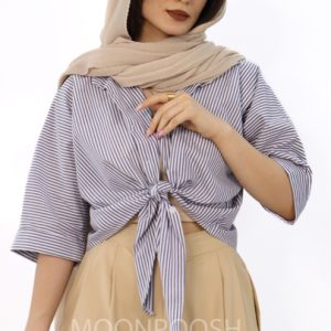 شومیز-گره-ای-دیبا-آبی