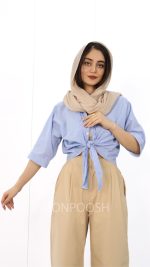 شومیز-گره-ای-دیبا-آبی-آسمانی