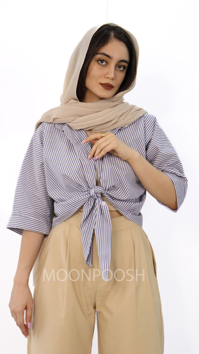 شومیز-گره-ای-دیبا-آبی