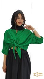 شومیز گره ای سبز نگین