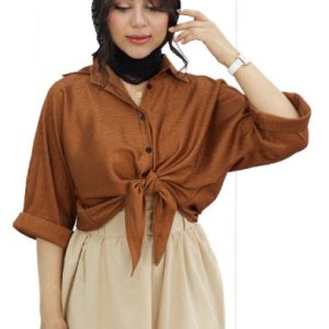 شومیز گره ای قهوه ای نگین
