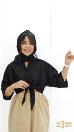 شومیز گره ای مشکی نگین