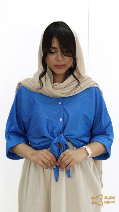 قیمت شومیز گره ای آبی نگین