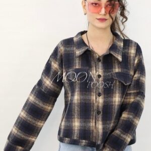 خرید کت موهر چهارخونه سرمه ای