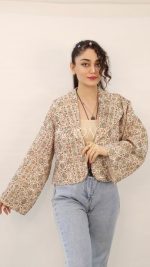 خرید کت ژاکارد کوک دوزی کرمی