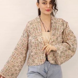 خرید کت ژاکارد کوک دوزی کرمی