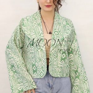 کت ژاکارد کوک دوزی سبز