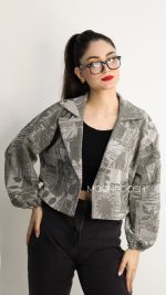 کراپ کت کتان ژاکارد دلوان - Image 3
