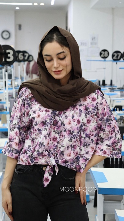 خرید شومیز گره ای سوین یاسی