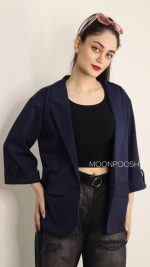 کت یقه انگلیسی رزین سرمه ای