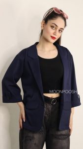 کت یقه انگلیسی رزین سرمه ای