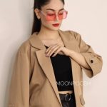 کت یقه انگلیسی رزین کرمی تیره