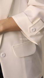 کت یقه انگلیسی رزین کرمی روشن