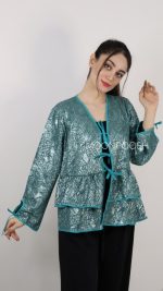 شومیز قیطون دوزی سبز