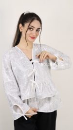 شومیز قیطون دوزی سفید