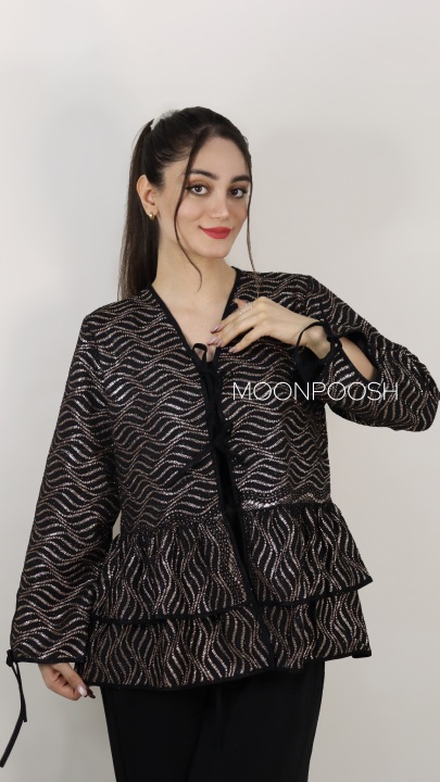 شومیز قیطون دوزی مشکی