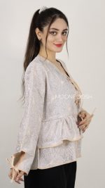 شومیز قیطون دوزی کرمی
